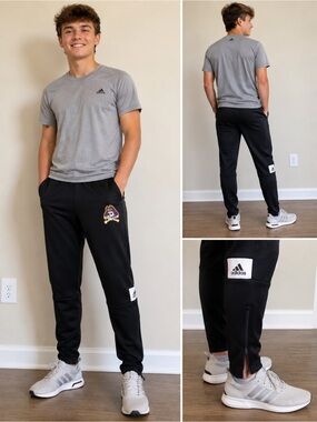 adidas Black Men’s Athletic Joggers with Team Patch